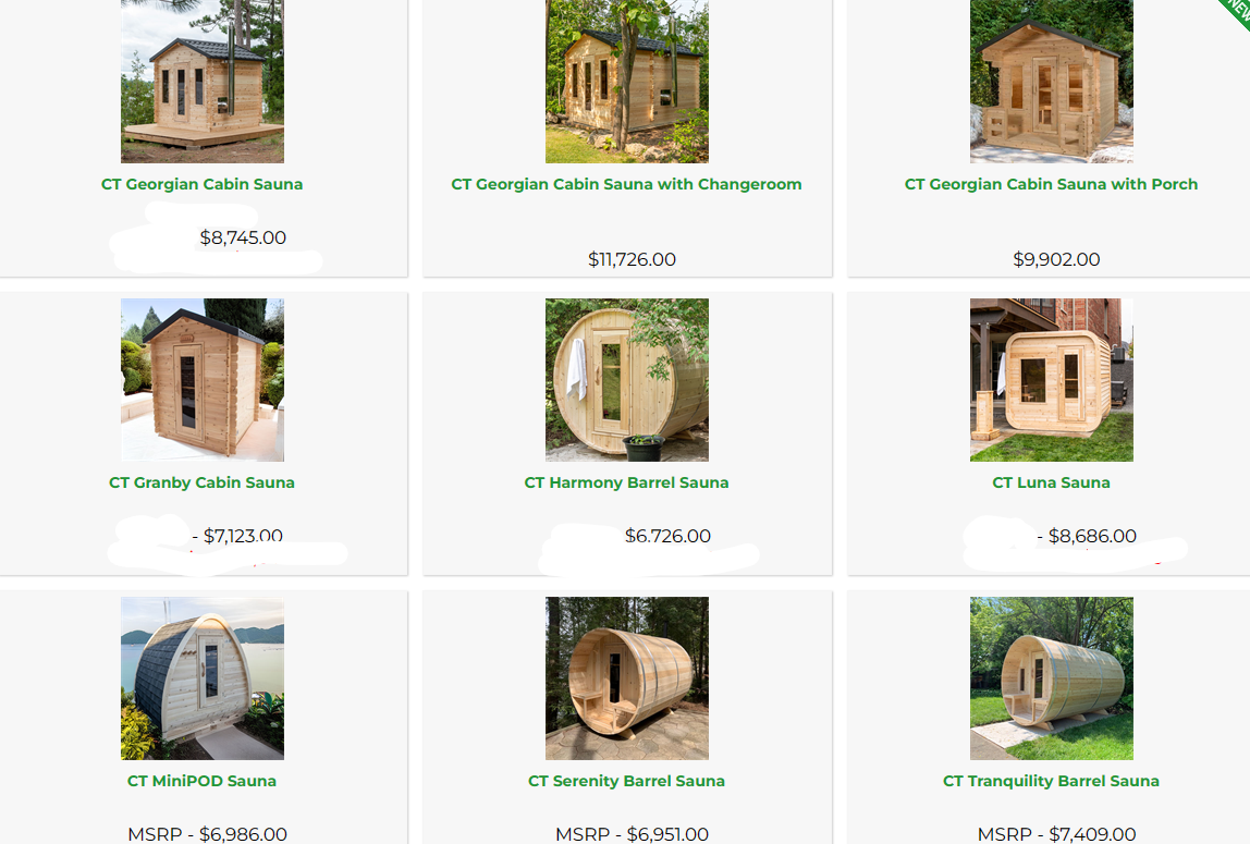 LEISURECRAFT SAUNA COLLECTION - CONTACT FOR PRICING AND OPTIONS ON MODELS NOT ONLINE