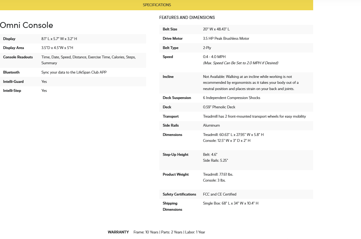 LIFESPAN TR1200PRO GLOW UP UNDER DESK TREADMILL