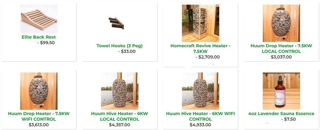 LEISURECRAFT SAUNA ACCESSORIES - CONTACT WITH A WISHLIST TO ORDER