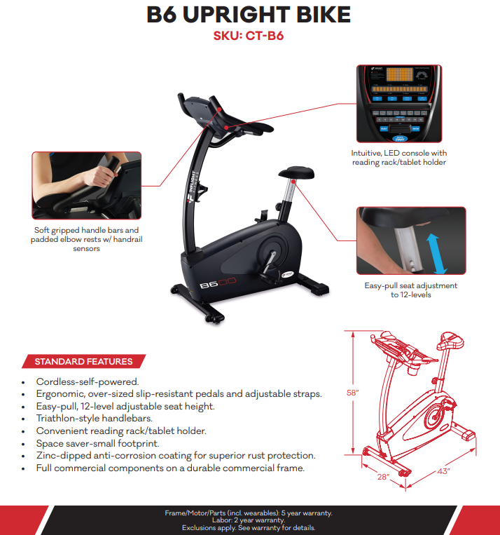 INFLIGHT FITNESS B6 LIGHT COMMERCIAL UPRIGHT