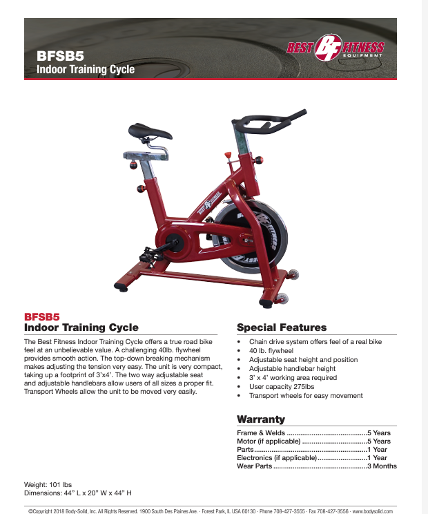 BODY SOLID GROUP CYLCE BFSBRR