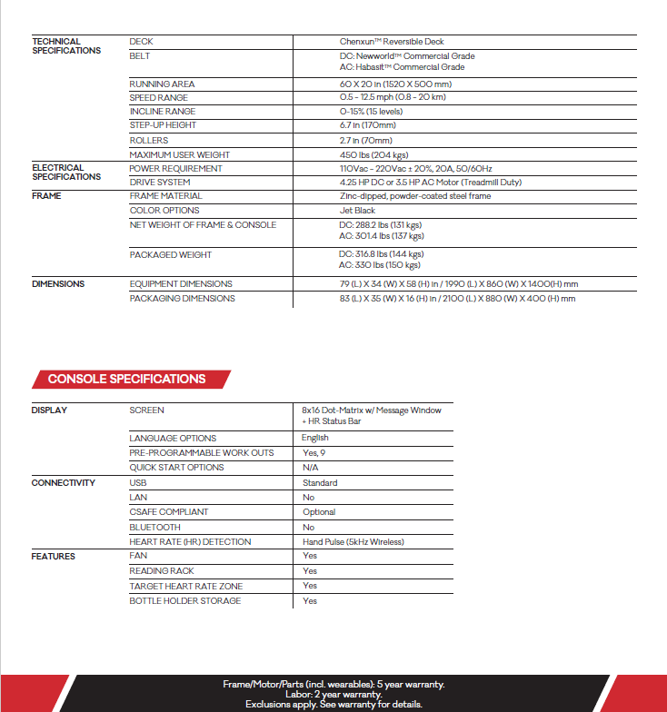 INFLIGHT FITNESS M6 LIGHT COMMERCIAL DC TREADMILL