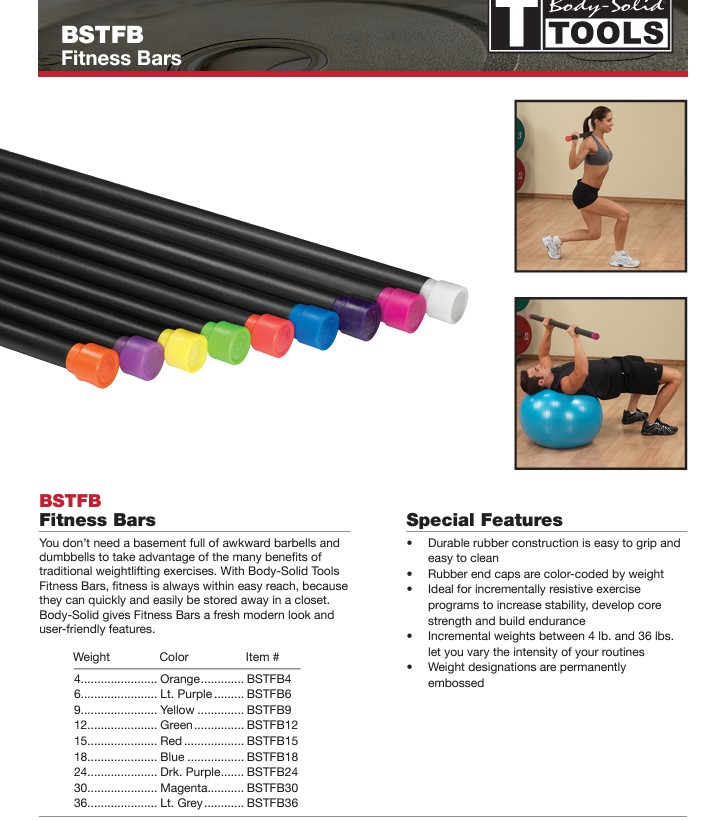 BODY SOLID WEIGHTED BARS
