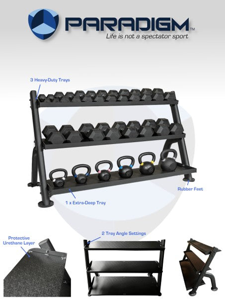 PARADIGM  3 TIER ADJ DUMBBELL / KETTLE BELL RACK