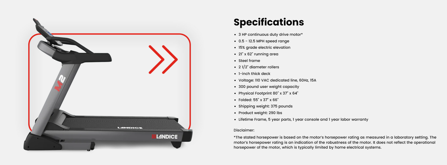 LANDICE M2 GENESIS TREADMILL - CANADA