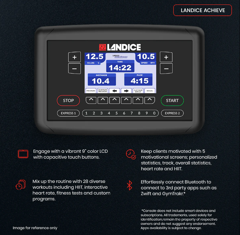 LANDICE L10 COMMERCIAL TREADMILL ACHIEVE  PANEL