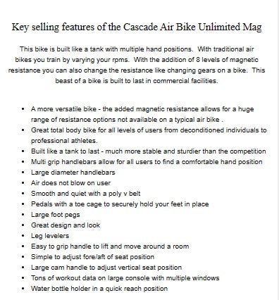 CASCADE AIR BIKE  UNLIMITED MAG