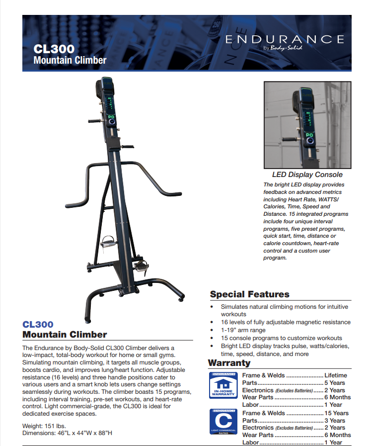 BODY SOLID CL300 CLIMBER