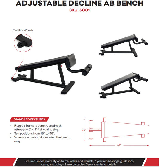 INFLIGHT COMMERCIAL ADJUSTABLE DECLINE BENCH