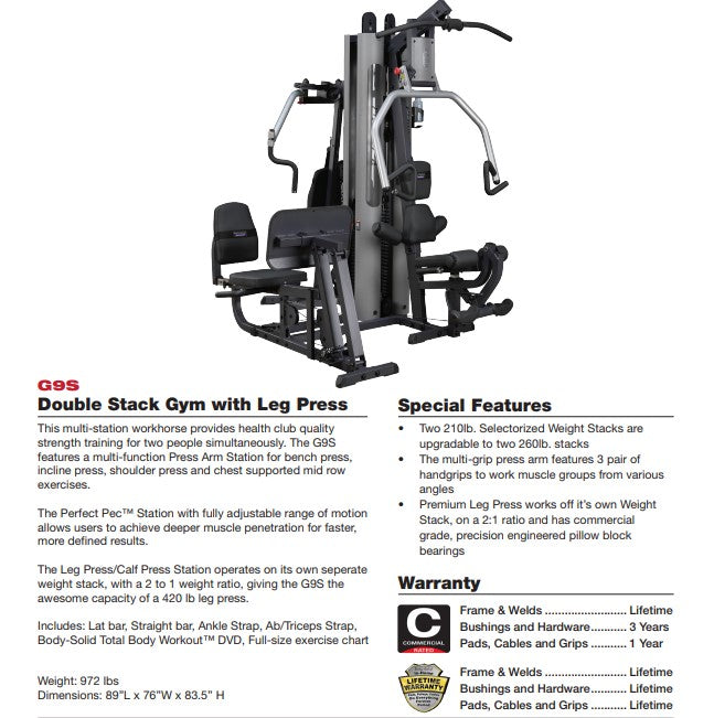 BODY SOLID  G9S MULTIGYM WITH LEG PRESS