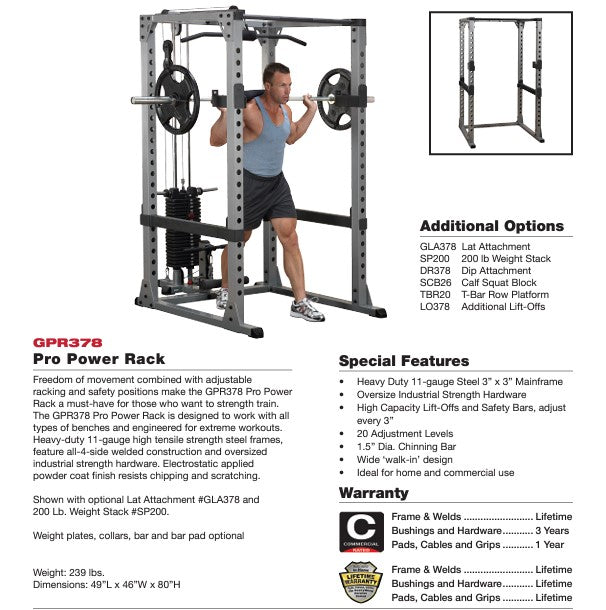 BODY-SOLID PRO POWER RACK GPR378