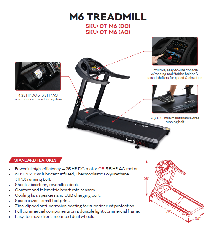 INFLIGHT  FITNESS M6 LIGHT COMMERCIAL DC TREADMILL