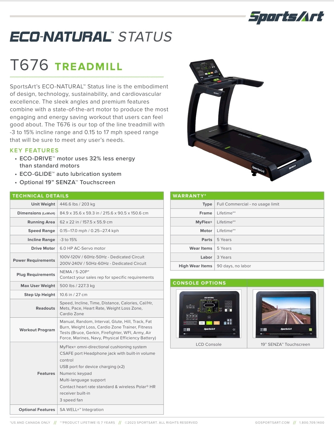 SportsArt T676 Commercial Treadmill