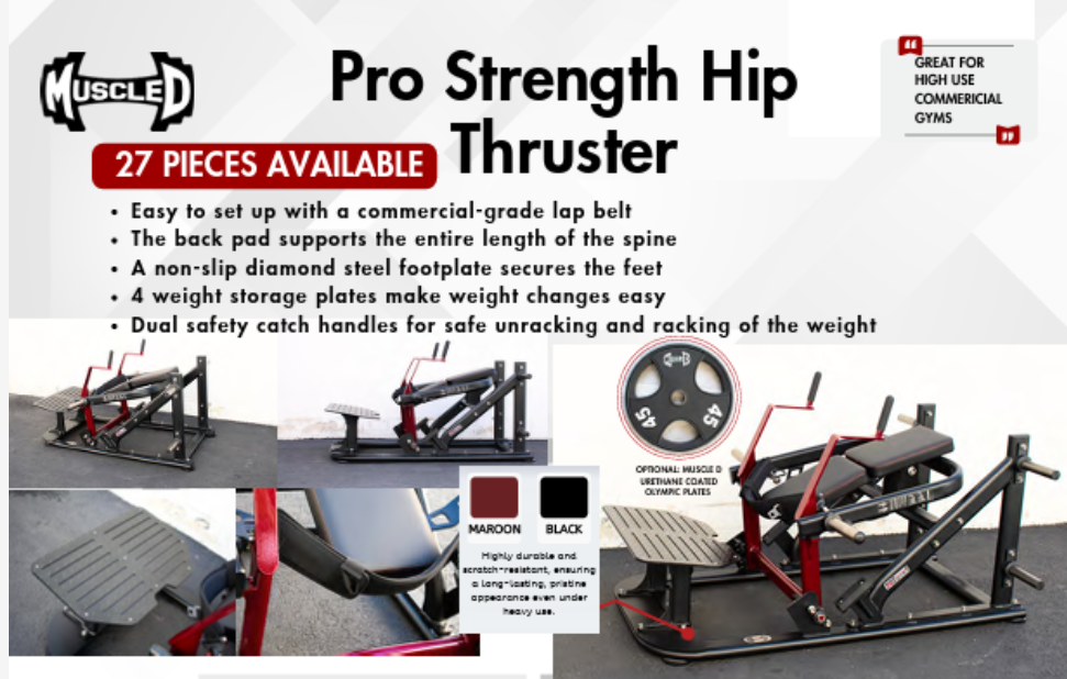 Muscle D Fitness Pro Strength Hip Thruster Plate Loaded Glute Drive