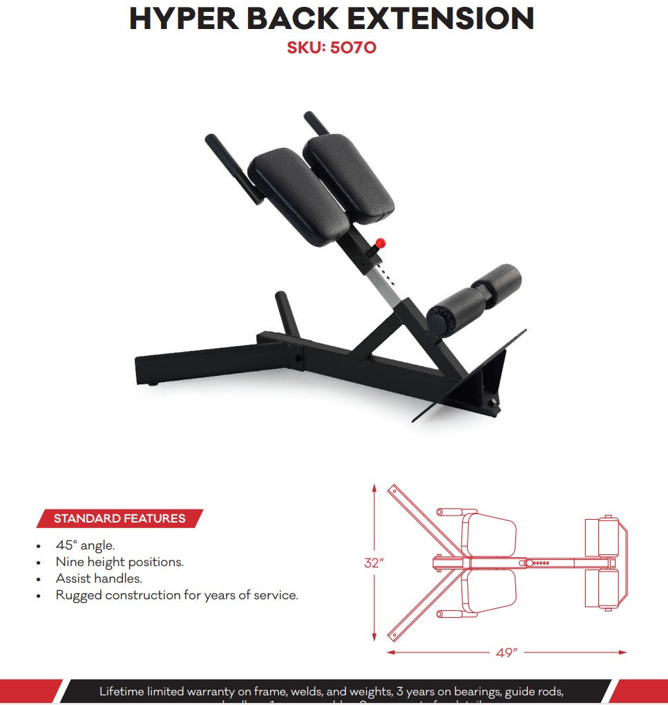 INFLIGHT COMMERCIAL HYPER EXTENSION  BENCH