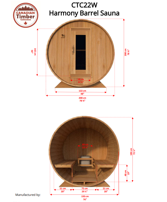 LEISURECRAFT CT HARMONY BARREL SAUNA