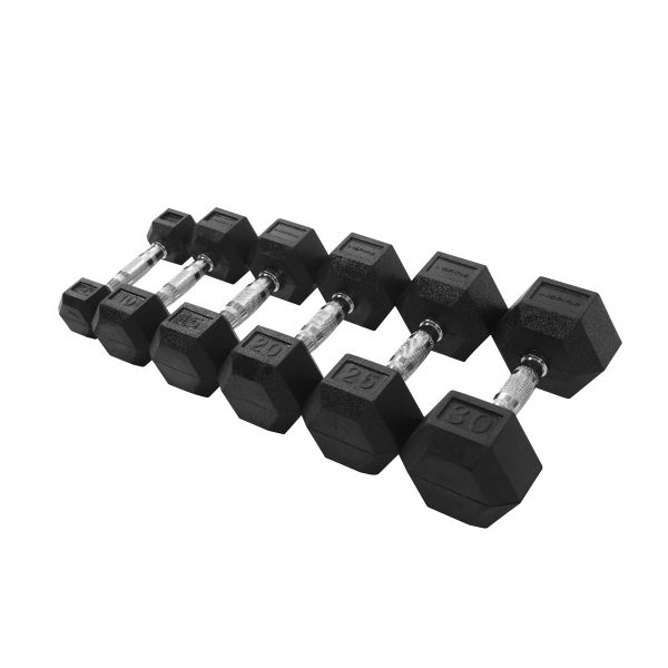 RUBBER HEX DUMBBELLS